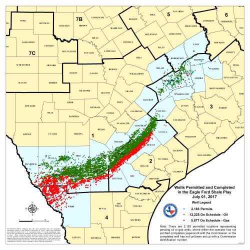 South Texas Eagle Ford Shale Map 2017 from Railroad Commission of Texas website